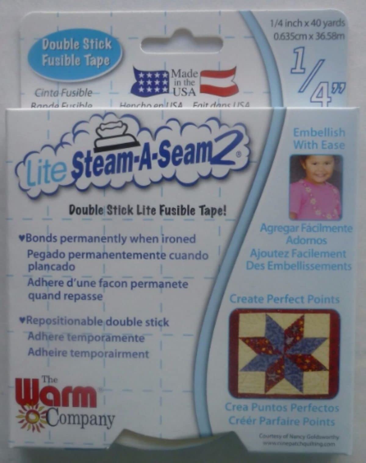 Lite Steam-a-Seam 2 Double Stick Fusible Tape 1/4in X 40 Yard
