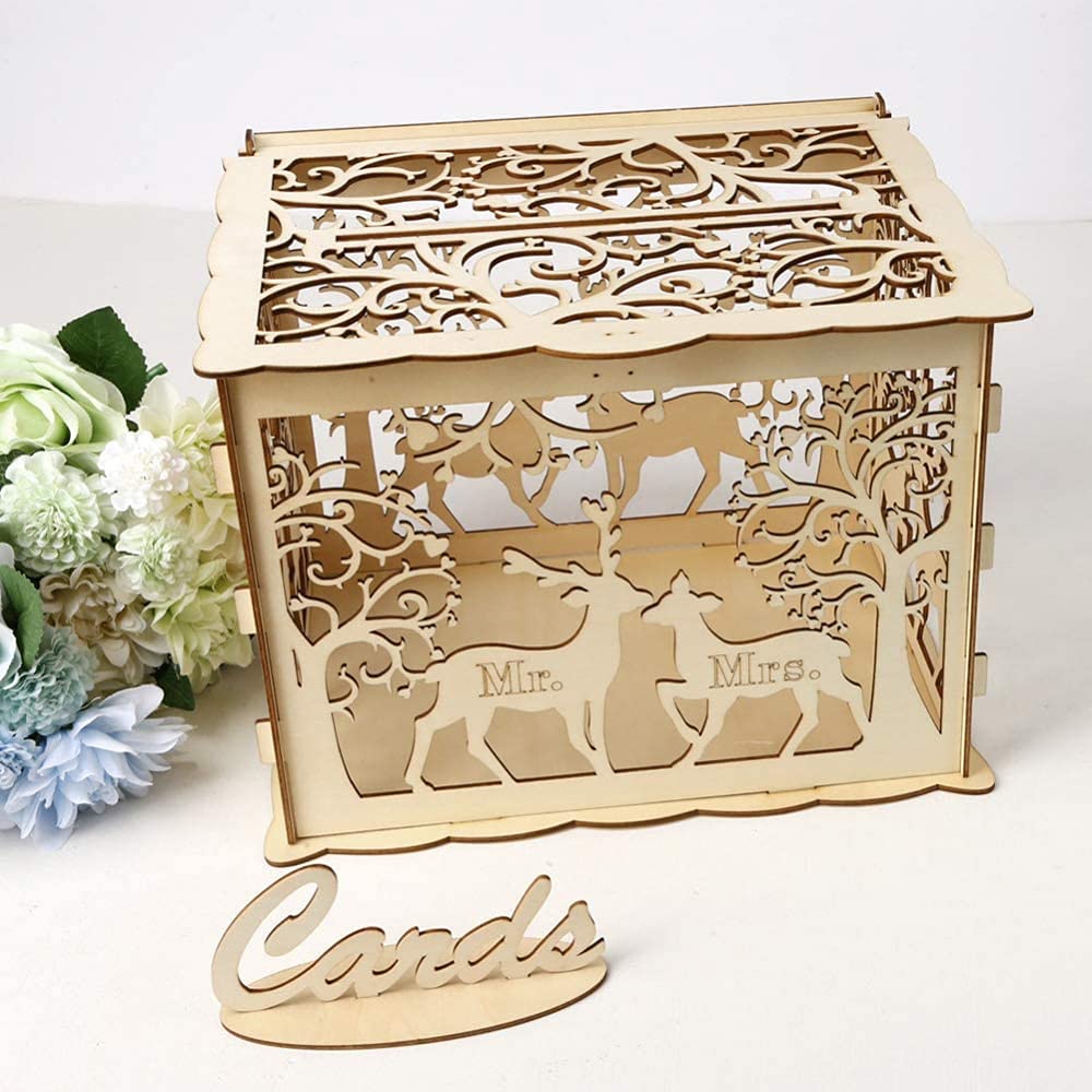 Scatola Di Carte Di Nozze Fai-da-te Con Serratura Scatola Di Carte Di Legno Rustica Scatola Di Carte Regalo Perfetta Per Matrimoni Wedding
