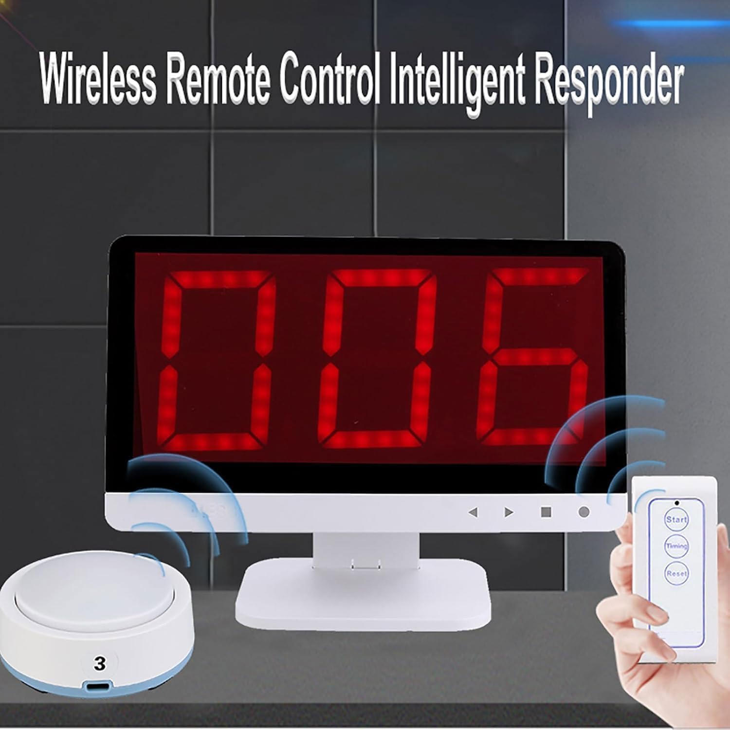 Sistema inalámbrico de juego de preguntas con 1 monitor y 10 zumbadores, soporta hasta 32 botones, ideal para programas de juegos, concursos escolares y cuestionarios de fiesta