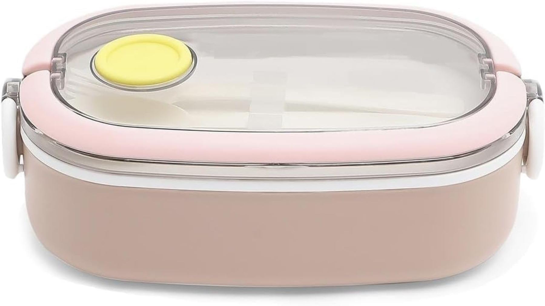 Lunch Box, Meal Box, For Kids and Adults with Reusable Spoon and Fork, 2 Compartments 900ml Leakproof Food Container for On the Go Meal, Food Container, Lunch Pail.