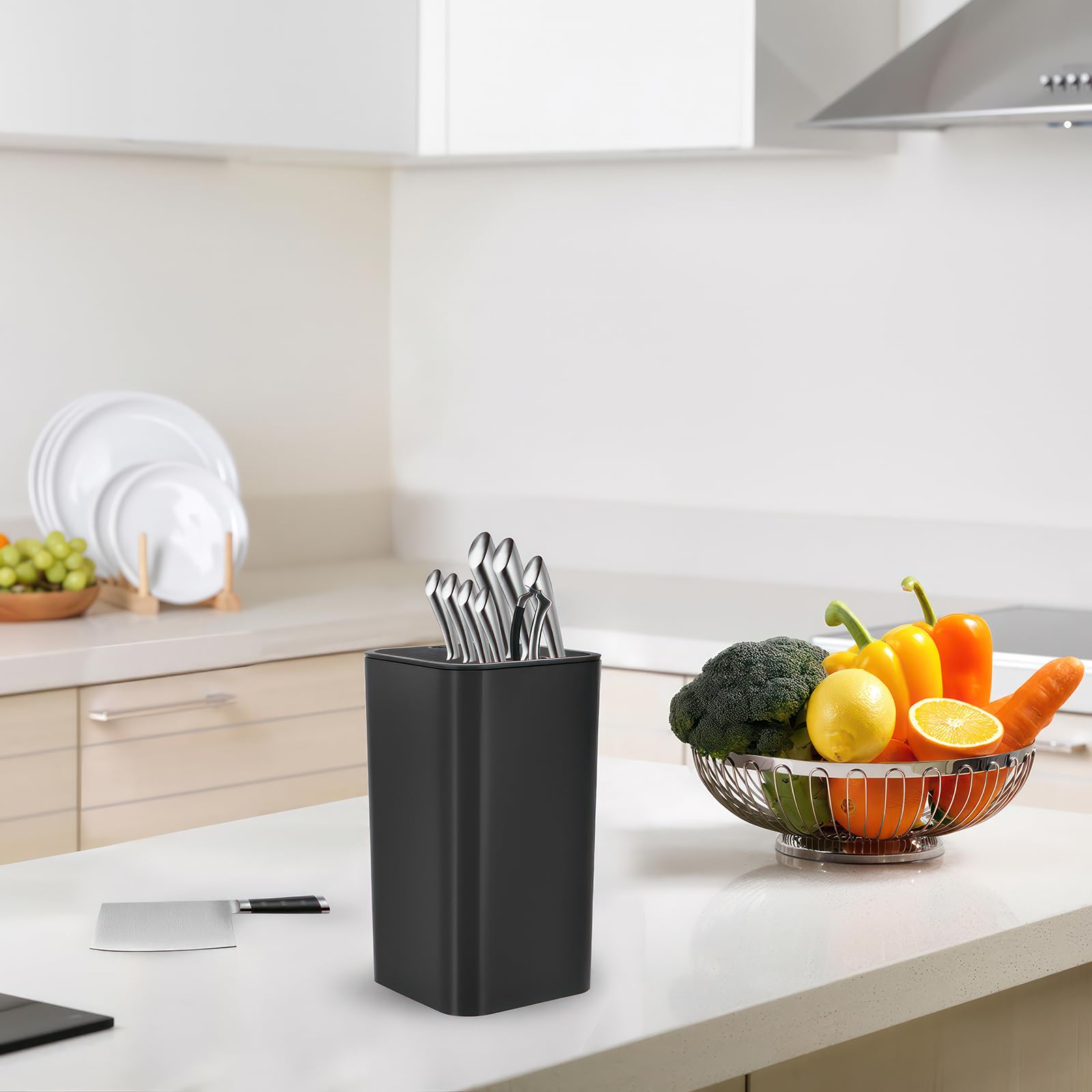 Weskjer Bloque de Cuchillos Negro, Soporte Universal Extraíble para Cuchillos, Plástico ABS, Rectangular, Cuenta Artesanal, Negro