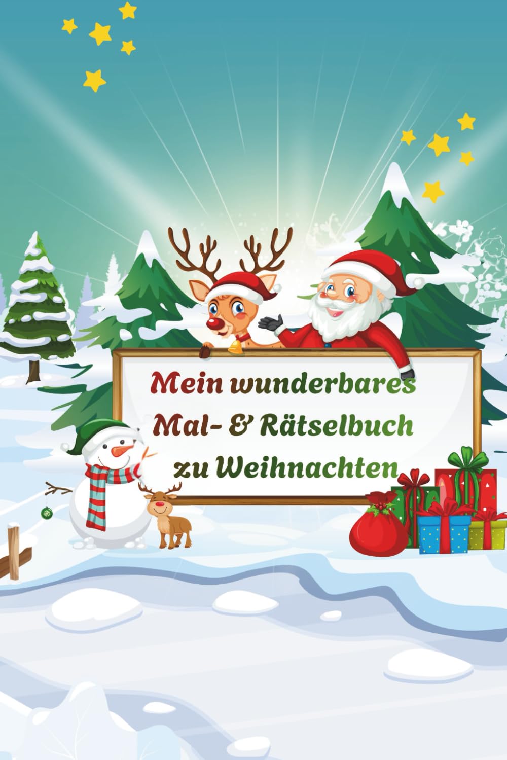 Mein wunderbares Mal- und Rätselbuch zu Weihnachten, kniffliger Rätselspass für Grundschüler, Denkspiele, Wort- und Zahlenrätsel, Ausmalbilder