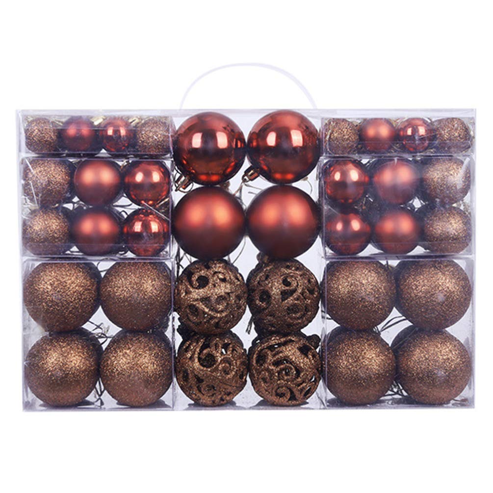 Toyvian 1 pudełko / 100 sztuk bombek choinkowych z ornamentami z tworzywa sztucznego, nietłukące się, brokatowe bombki choinkowe, zawieszka, dekoracja weselna (6 cm, kawowe)