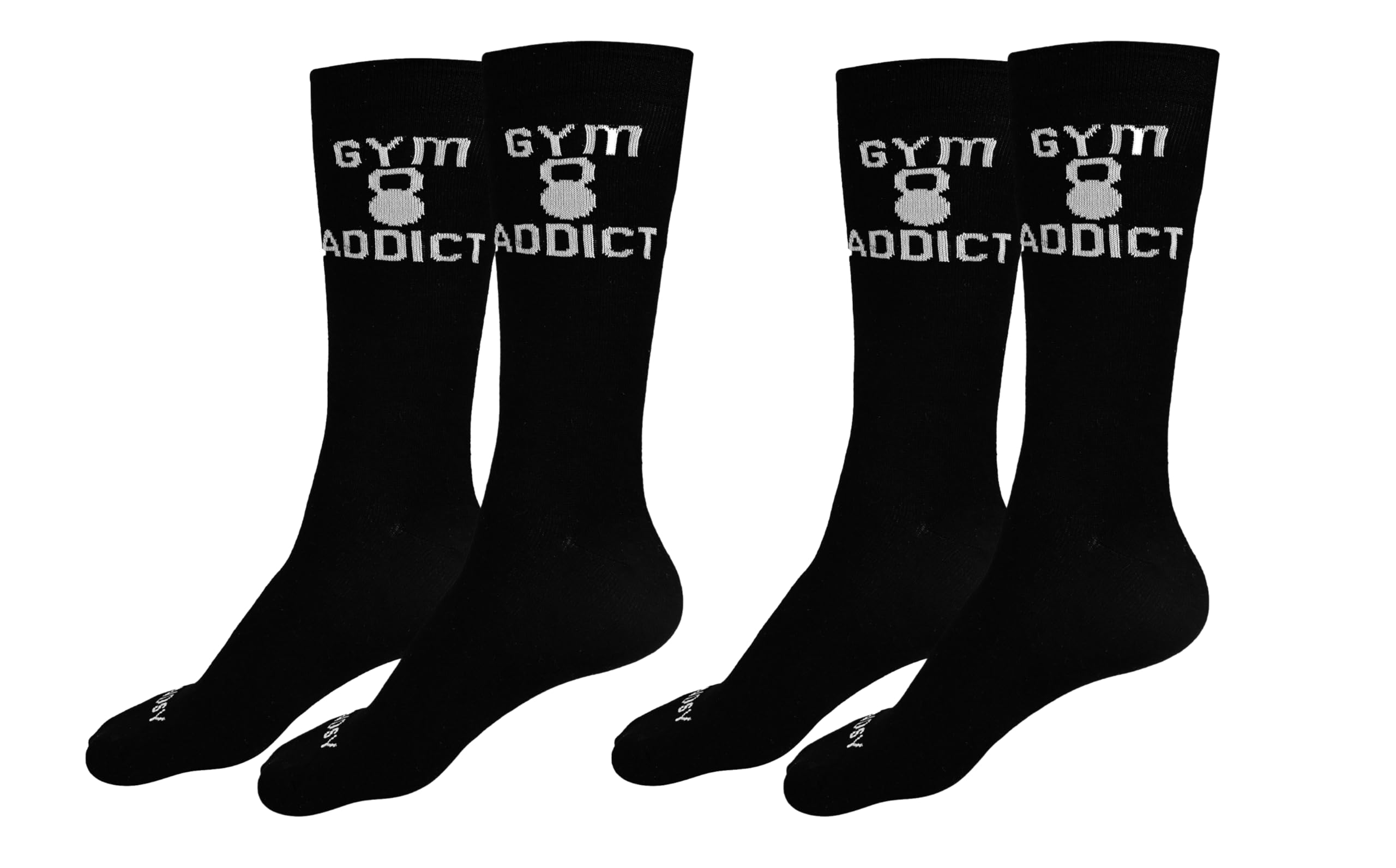 Men's Sports Crew Socks for Gym, Running, Training & Athletic Use | Breathable, Anti-Slip | Pack of 2 Pairs | Black-image-47