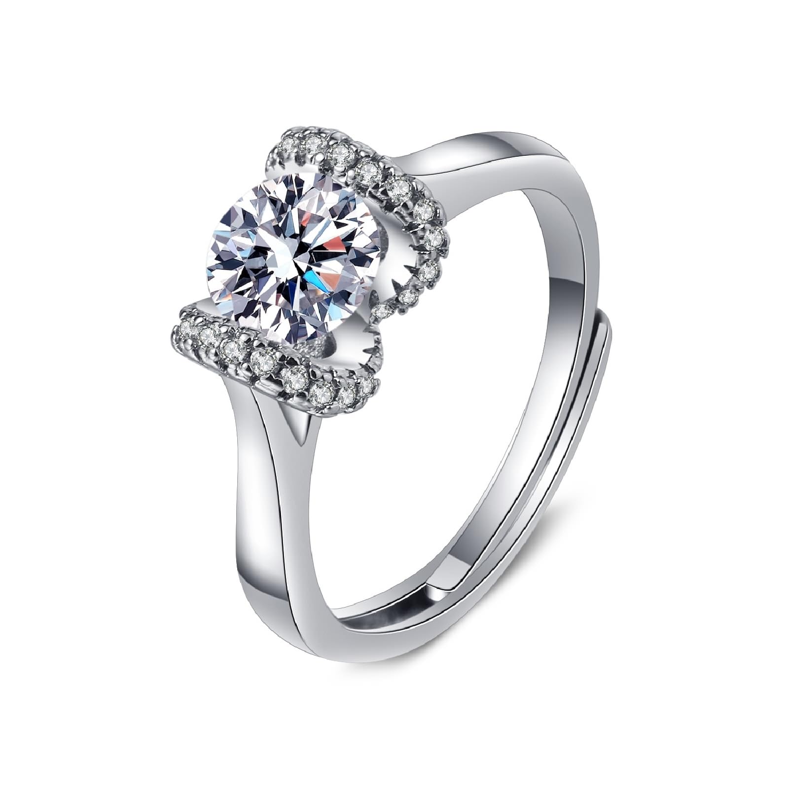 Spersonalizowany pierścionek obrączki ślubne z białego złota dla niej 18K laboratoryjny diamentowy węzeł design okrągły 1 ct cyrkonia rozmiar H 1/2 moda dla kobiet biżuteria koktajlowa
