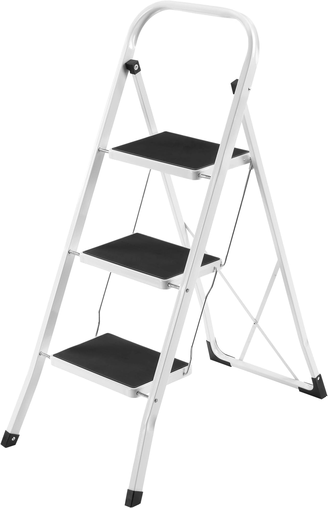VonHaus Step Ladder – Premium Quality Folding Step Ladder for DIY and Gardening - Durable Steel Ladder - Easy to Store Ladders, 150KG Max Capacity