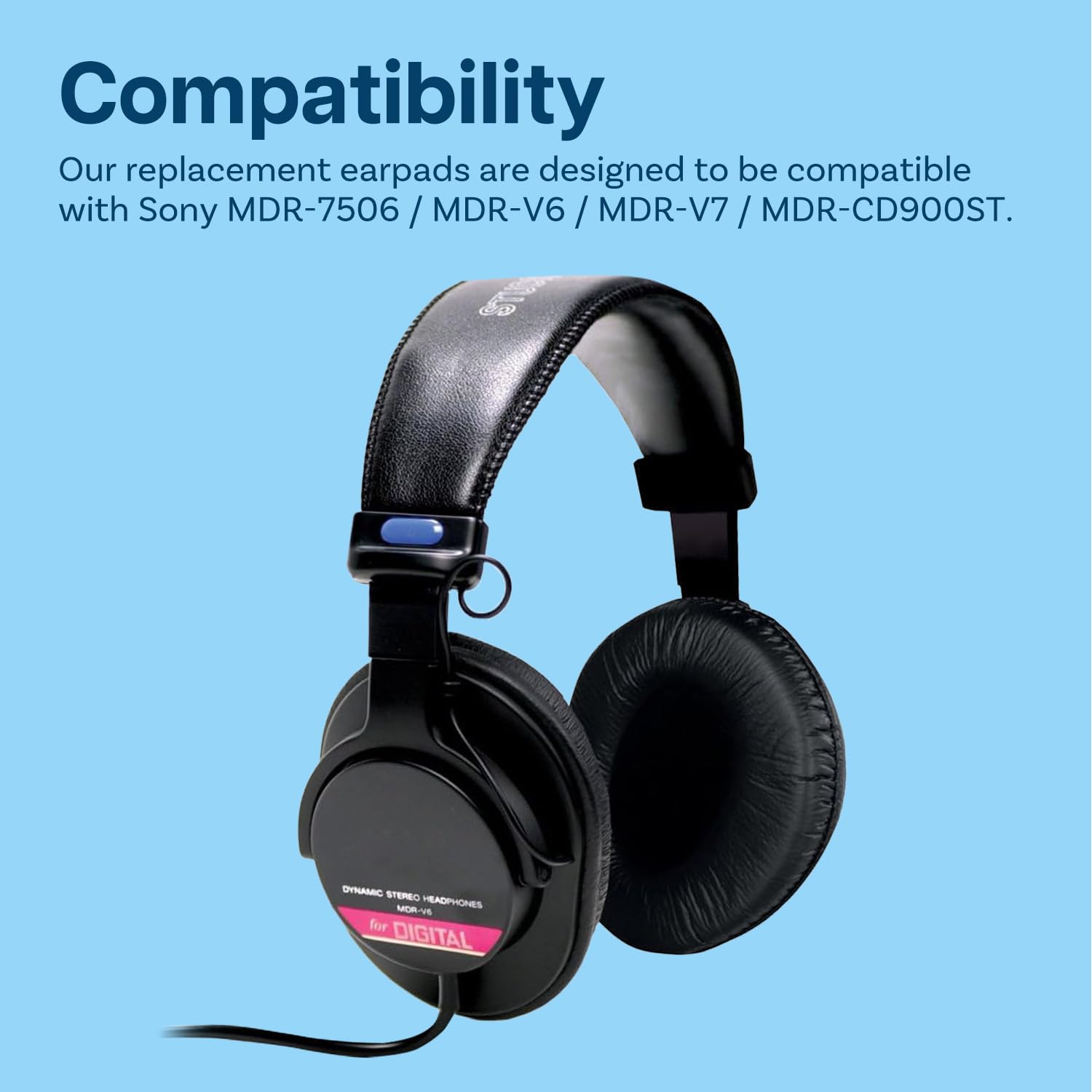 Cuscinetti Auricolari di Ricambio per Sony MDR-7506 / MDR-V6 / MDR-V7 / MDR-CD900ST Headphone Cuffie di MMOBIEL - Memory Foam Protein PU Cuscinetti - Padiglioni Cuffie – Nero