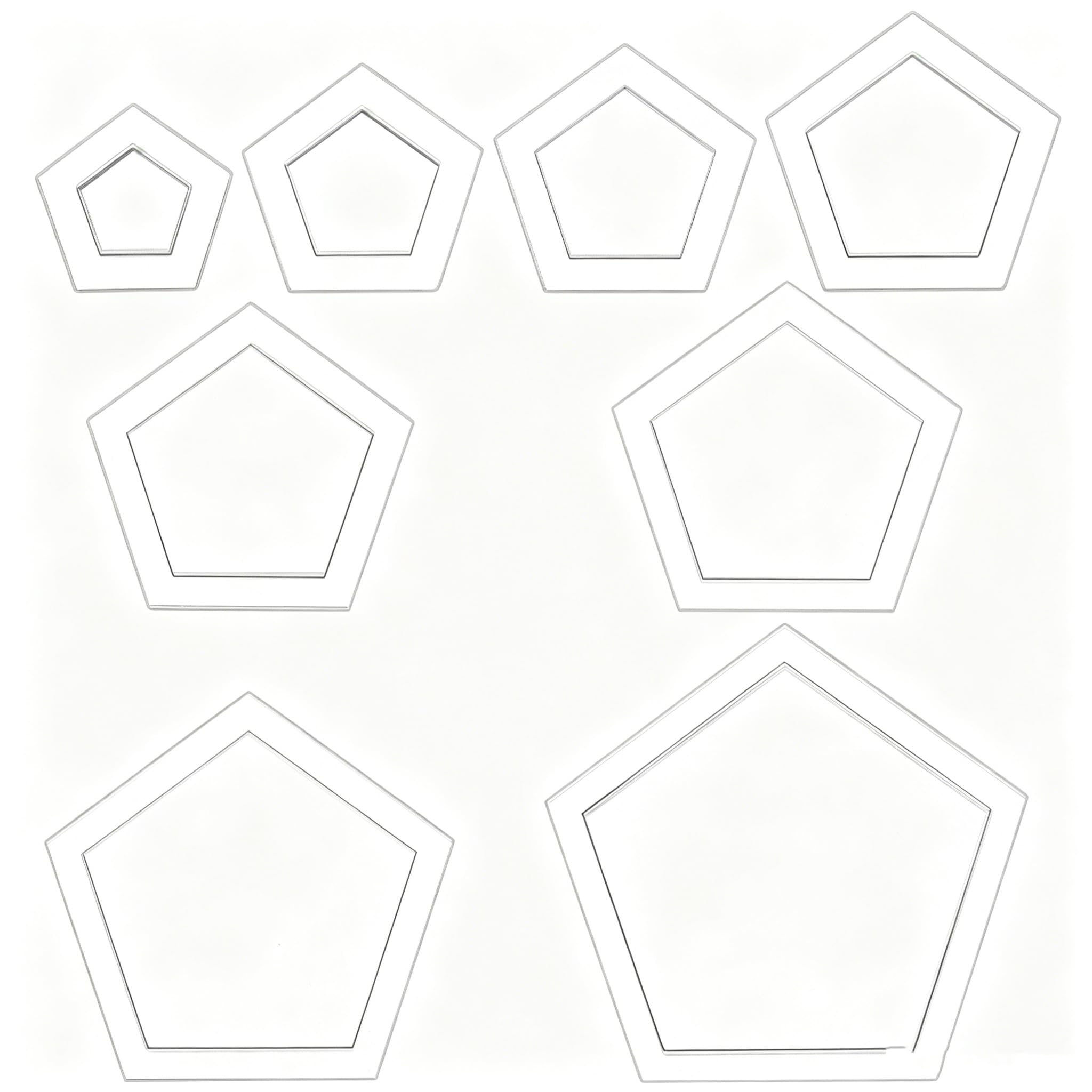BENECREAT 16 Sizes Pentagon Quilting Template, Acrylic Quilting Templates Rulers Transparent Sewing Guides for DIY Hand Patchwork Cutting Craft, 6mm Thick