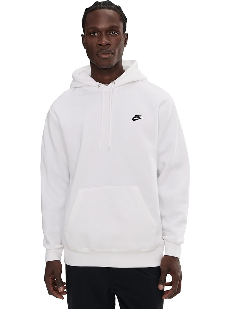 White Nike Club Fleece Pullover Hoodie