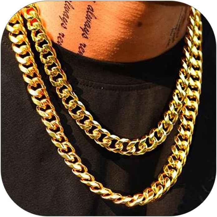 ChainsHouse Miami Cuban Chain Necklace for Men Women, 3mm/6mm/9mm/12mm Width, 316L Stainless Steel/14K Gold/Black Plated, Hypoallergenic Mens Hip Hop Chain, 14"/18"/20"/22"/24"/26"/28"/30"