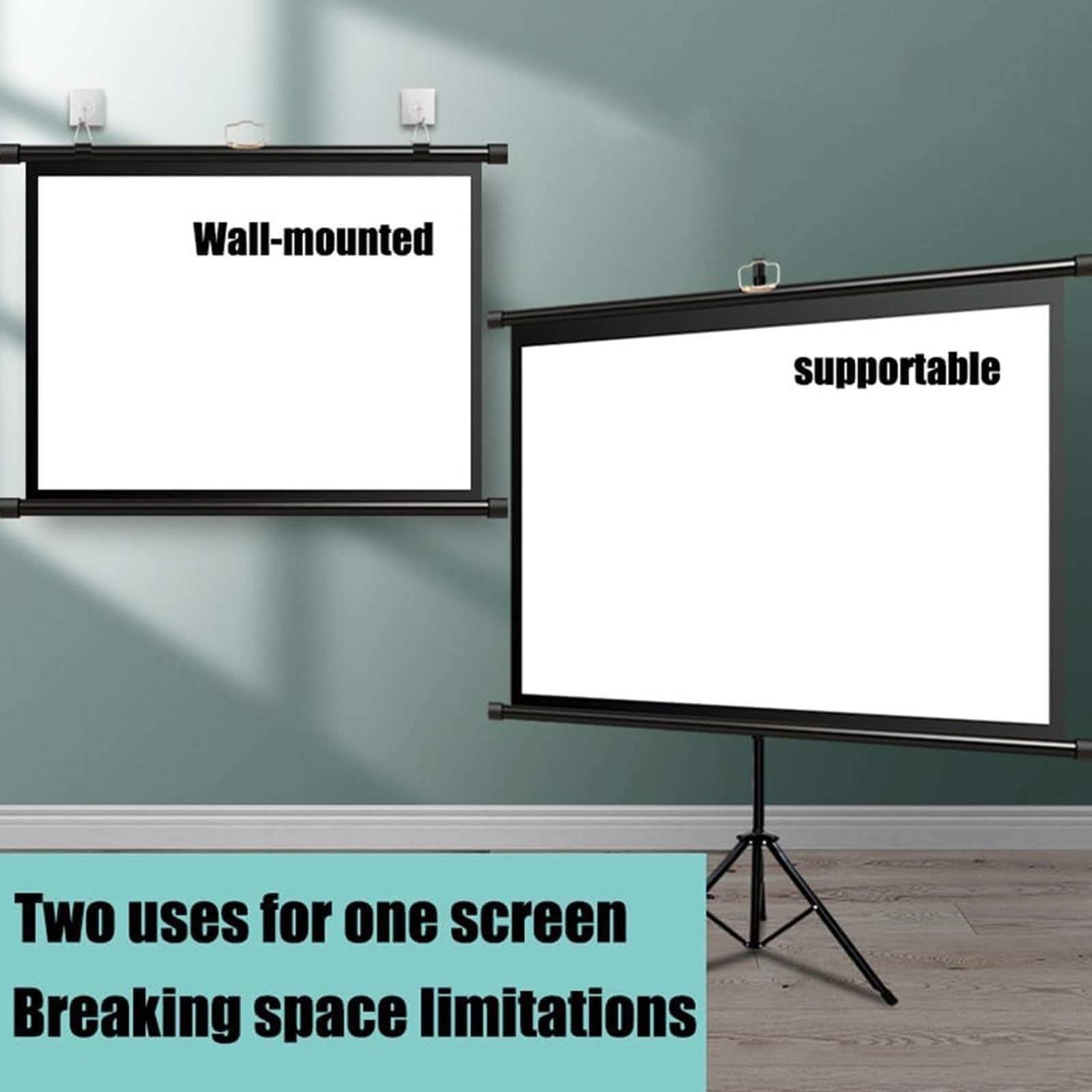 Schermo di proiezione portatile con treppiede, schermo di proiezione video portatile 4:3/16:9 4K HD per cinema in giardino, serate cinema all'aperto, campeggio, schermo per proiettore da parete/suppor