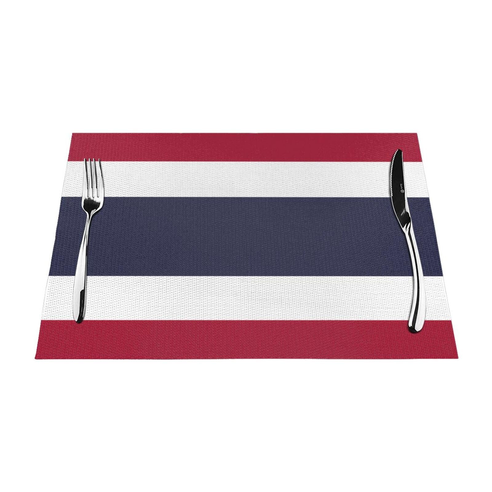 Thailand Flag 6 Pcs Patterned Woven Placemats are Non-Slip and Heat-Resistant and Complement Any Table