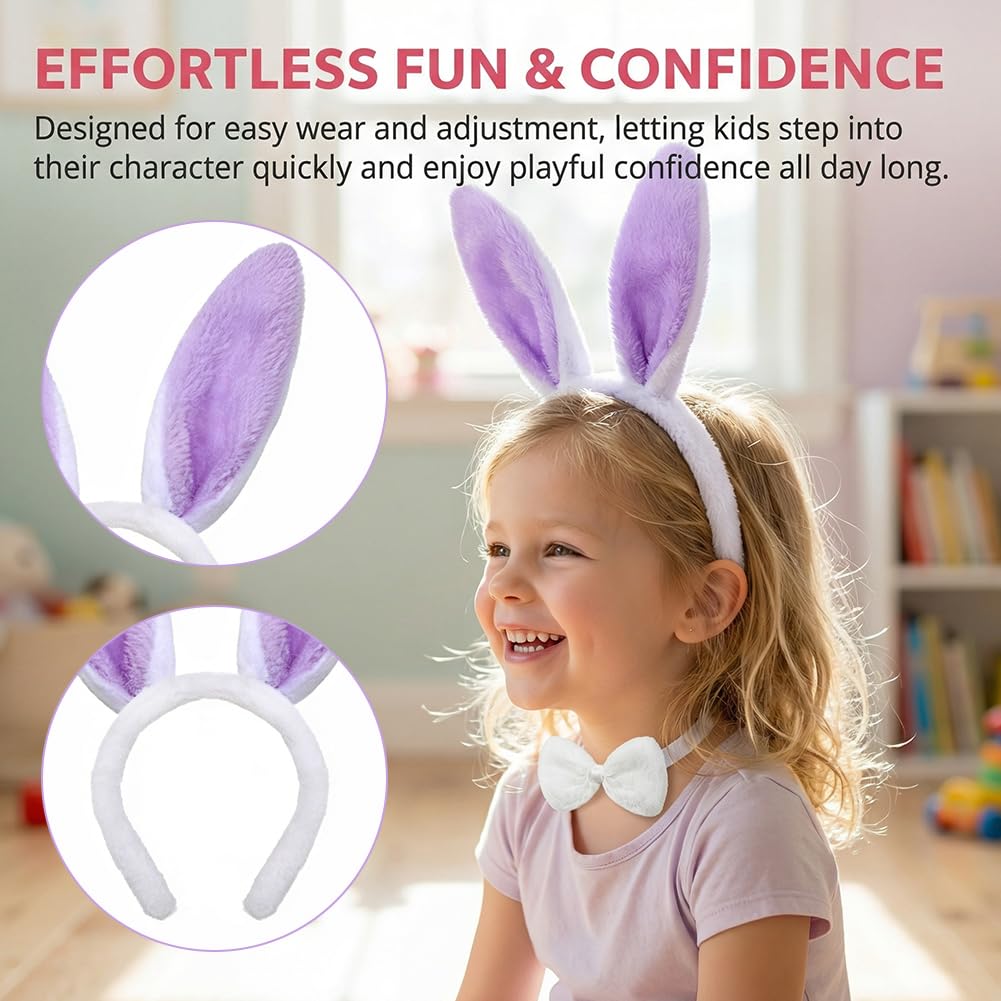 Spiritzohic Bunny Ears Headband, 18PCS Rabbit Fancy Dress Accessories Set Animal Cosplay Costumes Set including Headband, Bow - Image 4