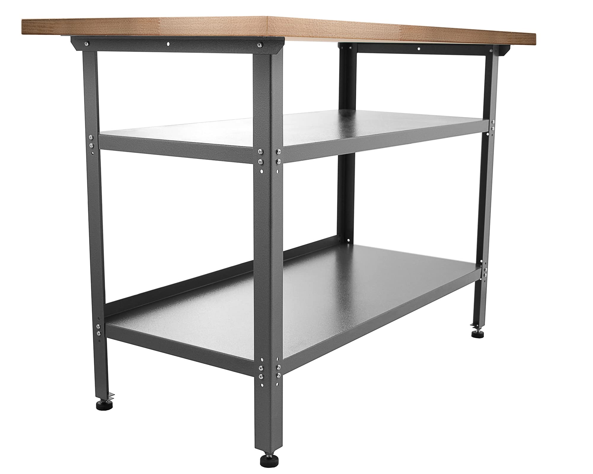 Ondis24 Werkbank Basic Packtisch Werktisch Werkstatteinrichtung 120 x 60 cm Arbeitshöhe 85 cm (Grau, Buchenholzplatte)
