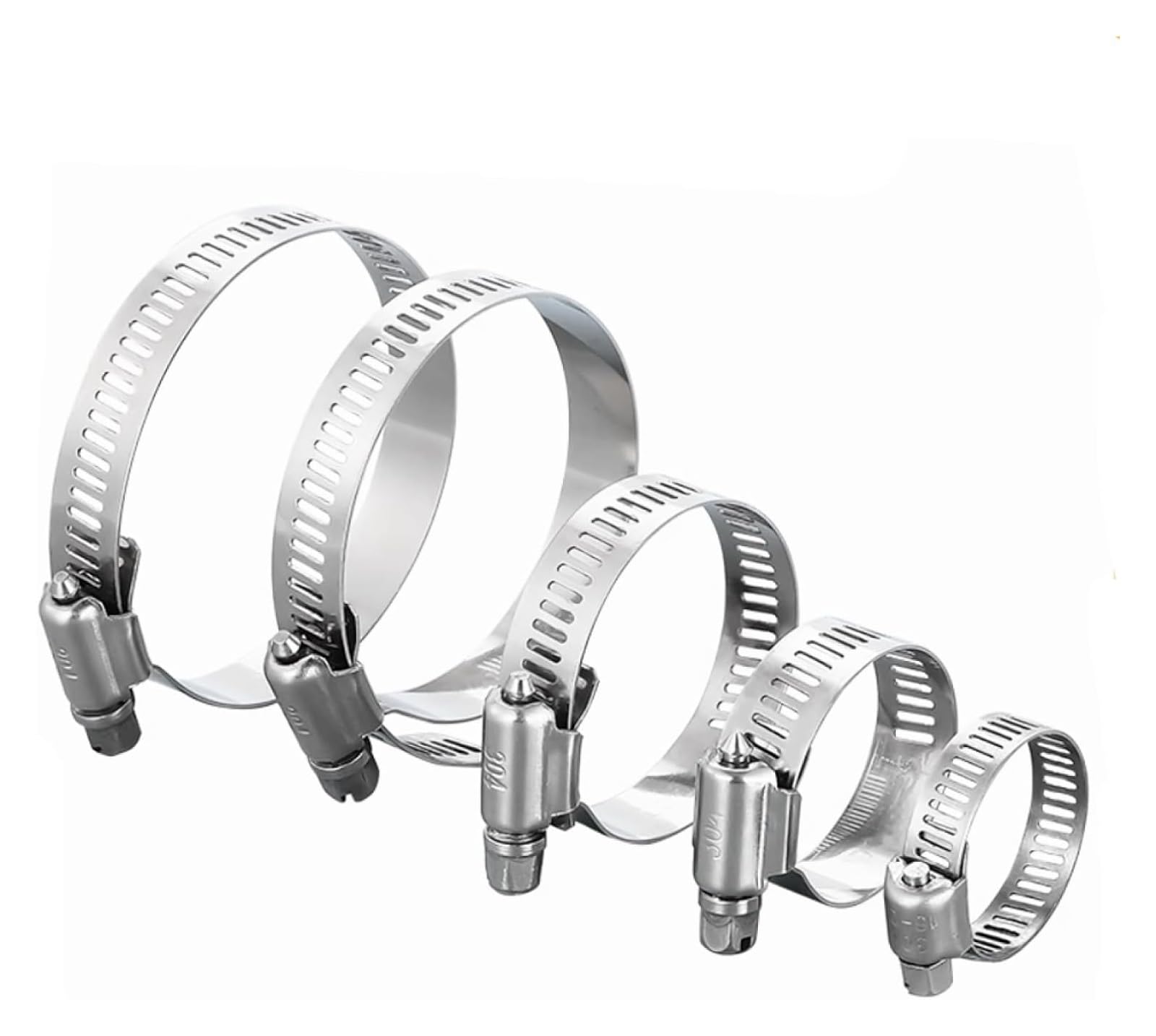 Morsetto regolabile con trasmissione, Fascette stringitubo in Acciaio Inox 8mm-108mm Confezione da 5/10 Pz(5pcs,8-12mm)