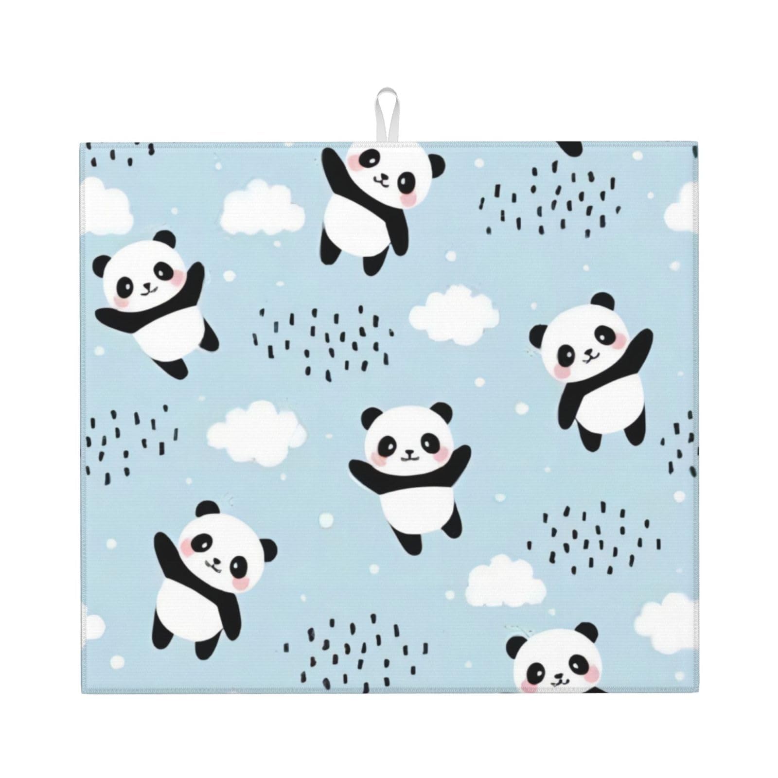 YYHHAOFA Panda cloud Prints Kitchen Drying Mat – Highly Absorbent Microfiber Throw, Non-Slip Counter Cover for Dishes, Fade-Resistant Print & Appliance Protection