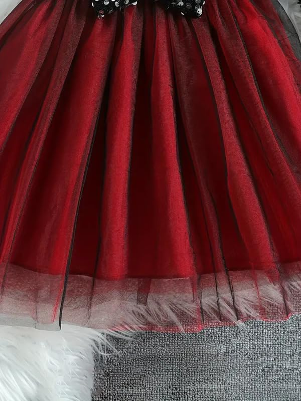 Image of Niren Enterprise Girl's Fit And Flare Knee Length Sequence String Sleeve Off Shoulder Neck Fla Dress with Sequence Bow