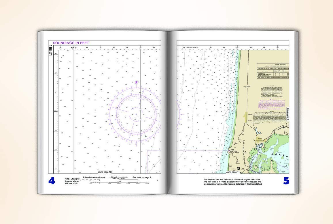 Paradise Cay Publications NOAA BookletChart 18521: Columbia River Pacific Ocean to Harrington Point;Ilwaco Harbor, Handy 8.5