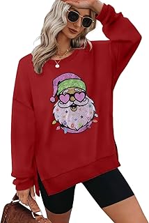 Merry Christmas Sweatshirt Christmas Tree Sweatshirts Women Oversized Xm...