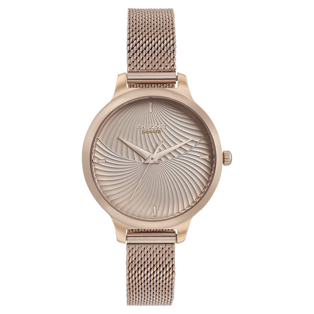 Sonata Poze Quartz Analog Pink Dial Stainless Steel Strap Watch for Women-SP80009WM01 (B0CT5GQX3Y) Amazon Price History, Amazon Price Tracker