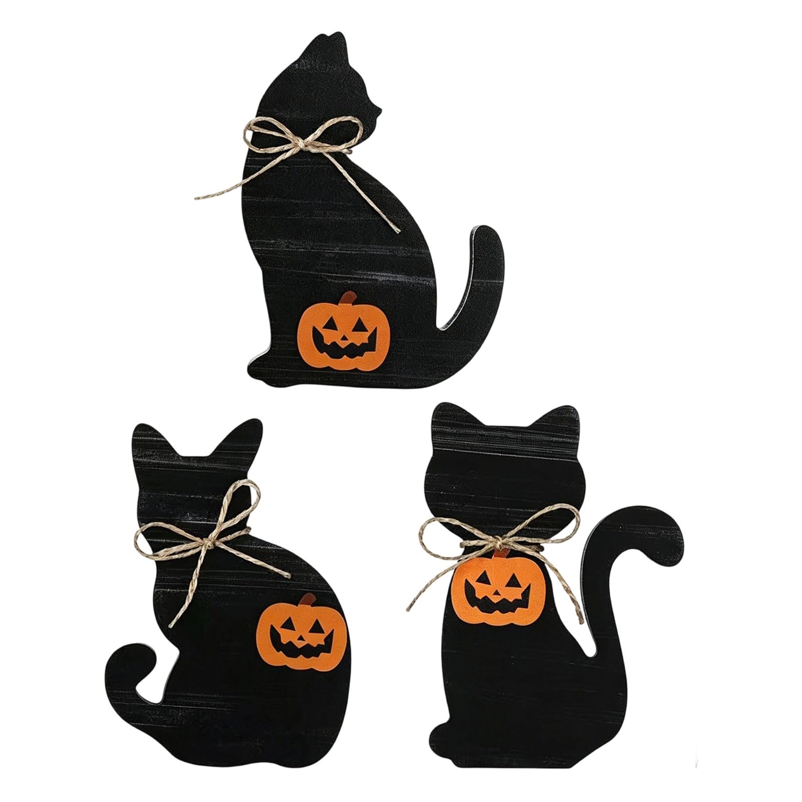 ZhzeYun 3Pcs Halloween Decoration Wooden Black Cat Witch Hat Table Centerpiece Rustic Farmhouse Tiered Tray Home Office Seasonal Party Decor C