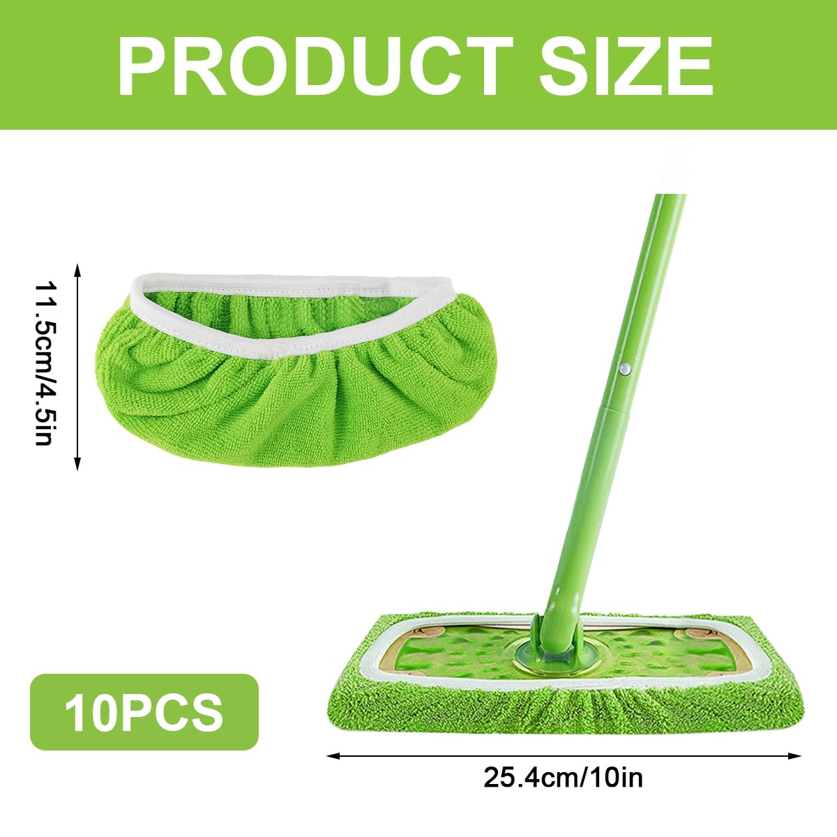 10 Pezzi Panni per Swiffer Lavapavimenti Kit,25,4x11,5cm per Bastone Swiffer Sweeper Mop Pavimenti Panni per Scopa, Riutilizzabile Panni Umidi, per Tutti I Tipi Di Pavimento