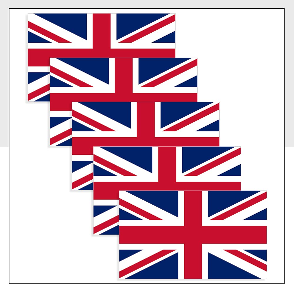 United Kingdom Flag Bike Sticker Pack of 5 (60 x 36mm) Waterproof GBR Labels for Van Laptop Window Fridge Ipad Packwith® #P1058