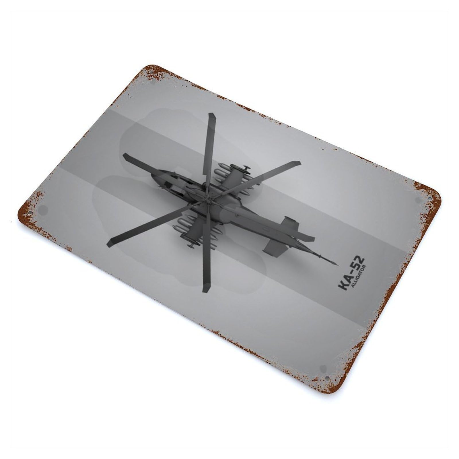 Kamov Ka52 Alligator Rusty Metal Tin Sign 11.8"x7.9", for Basement, Hobby Room And Garage Decor, Retro Wall Decor