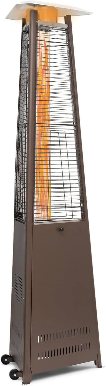 Coffee Brown 42,000 BTU Propane Pyramid Patio Heater with Steel Frame