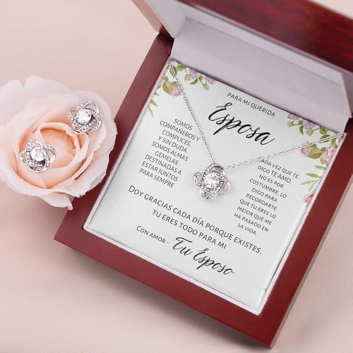 Miniatura 7 de Regalo para Mi Esposa Conjunto de joyas para mujer Aros y Collar Alma Gemela El Amor de Mi Vida Regalo Para Novia Caja De Regalo Collar Y Aros