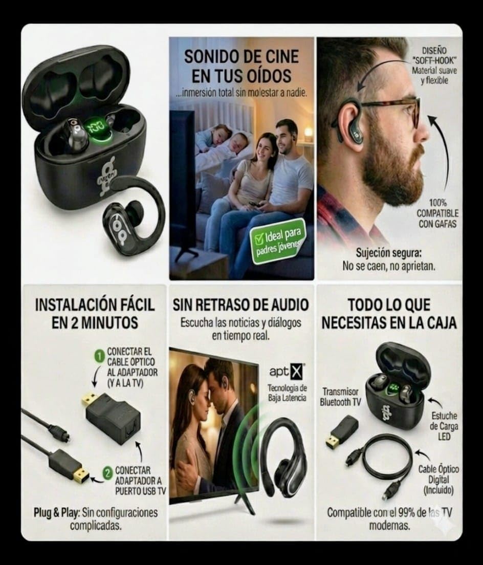 Auriculares INALAMBRICOS Bluetooth TOSHLINK TV