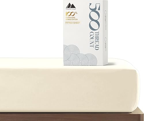 Miniatura 9 de MAYFAIR LINEN Sábana bajera ajustable de 100 % algodón, tamaño individual XL, 1 sábana bajera de 500 hilos, suave y sedosa para adultos con etiqueta