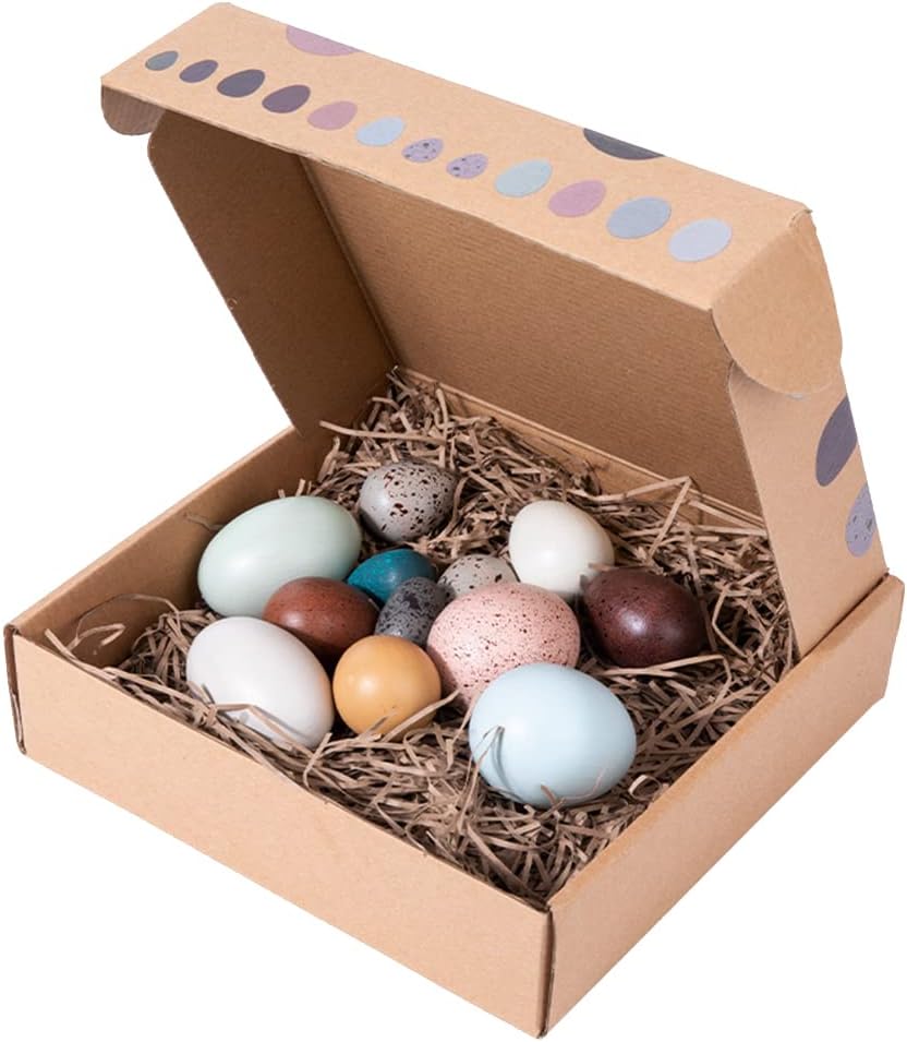 Artificial eggs colorful wooden bird egg toy easter eggs decor moss micro landscape diy ornament - 12 pcs