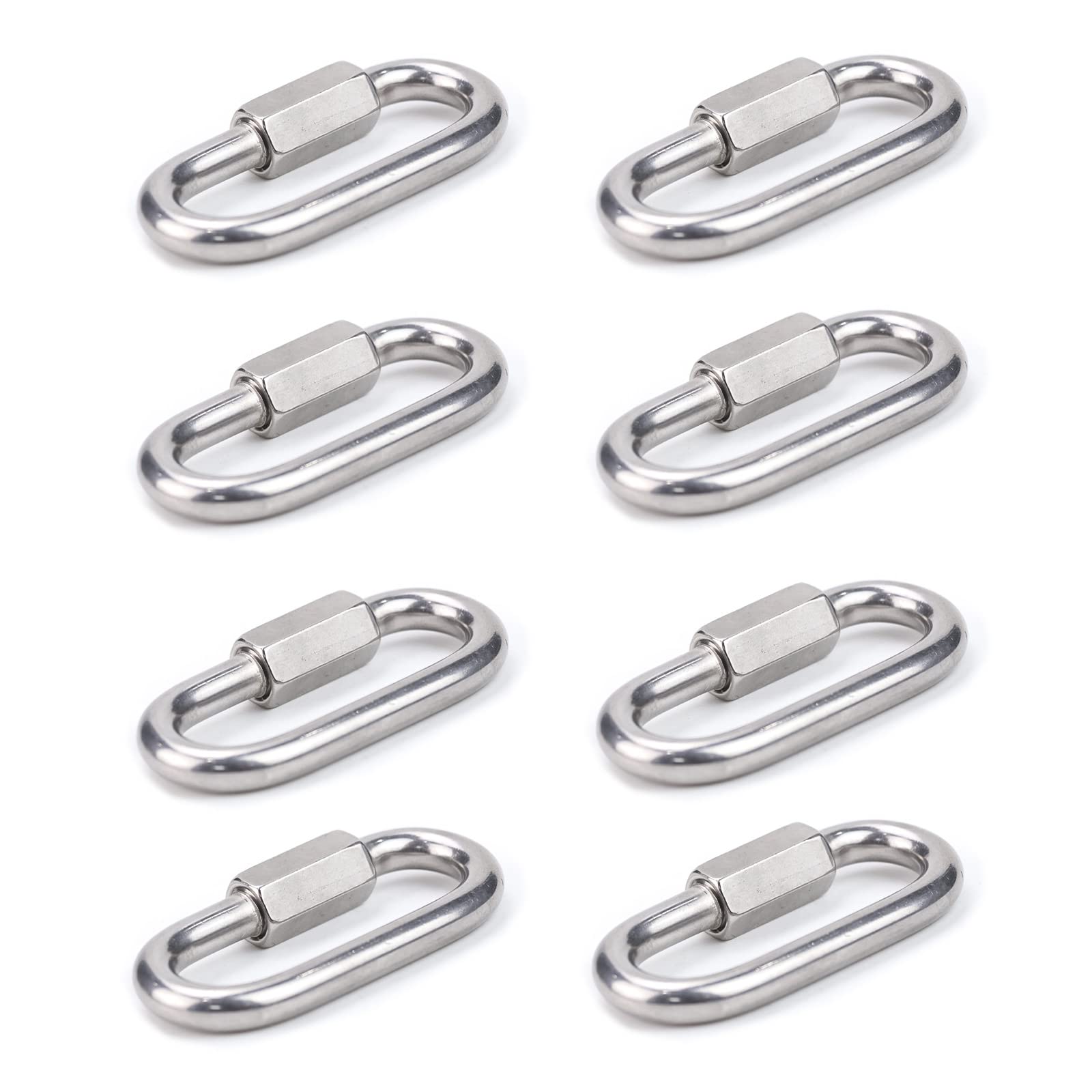 Lewttyer® - 8 conectores de rosca de acero inoxidable 304 M6, eslabones de cadena de acero inoxidable, 6 mm, accesorios para cadena, conector de cadena, cierre rápido (Lewttyer®)