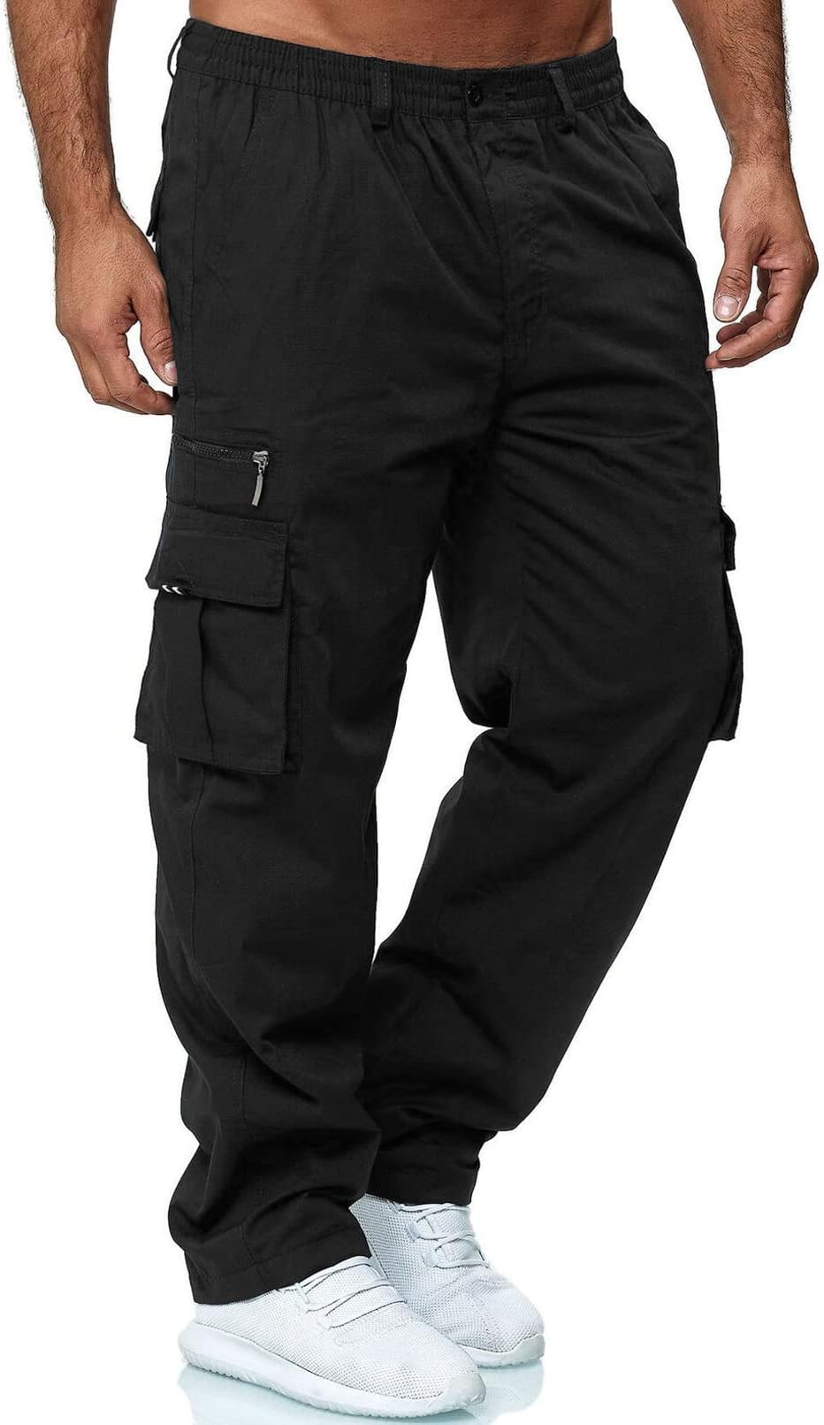 Men's Casual Cargo Pants Multi-Pockets Athletic Straight-Fit Lightweight Jogger Hiking Pant Work Trousers Sweatpants