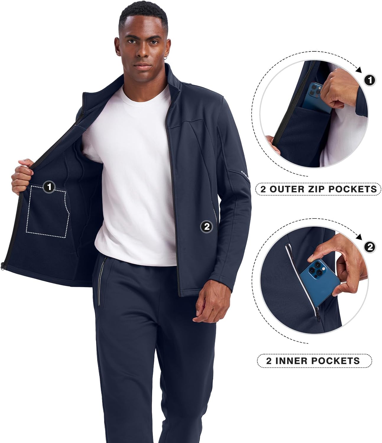 Rdruko Men's Fleece Sweat Track Suits 2 Piece Set Winter Warm Athletic Jogging Tracksuits Sweatsuits Sets