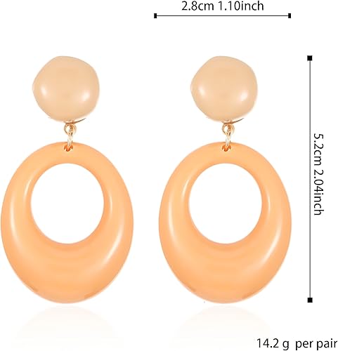 Vista 4 de Anmpab Aretes de los años 70 para mujer, aretes geométricos huecos acrílicos, aretes retro de disco colgantes, accesorios de joyería