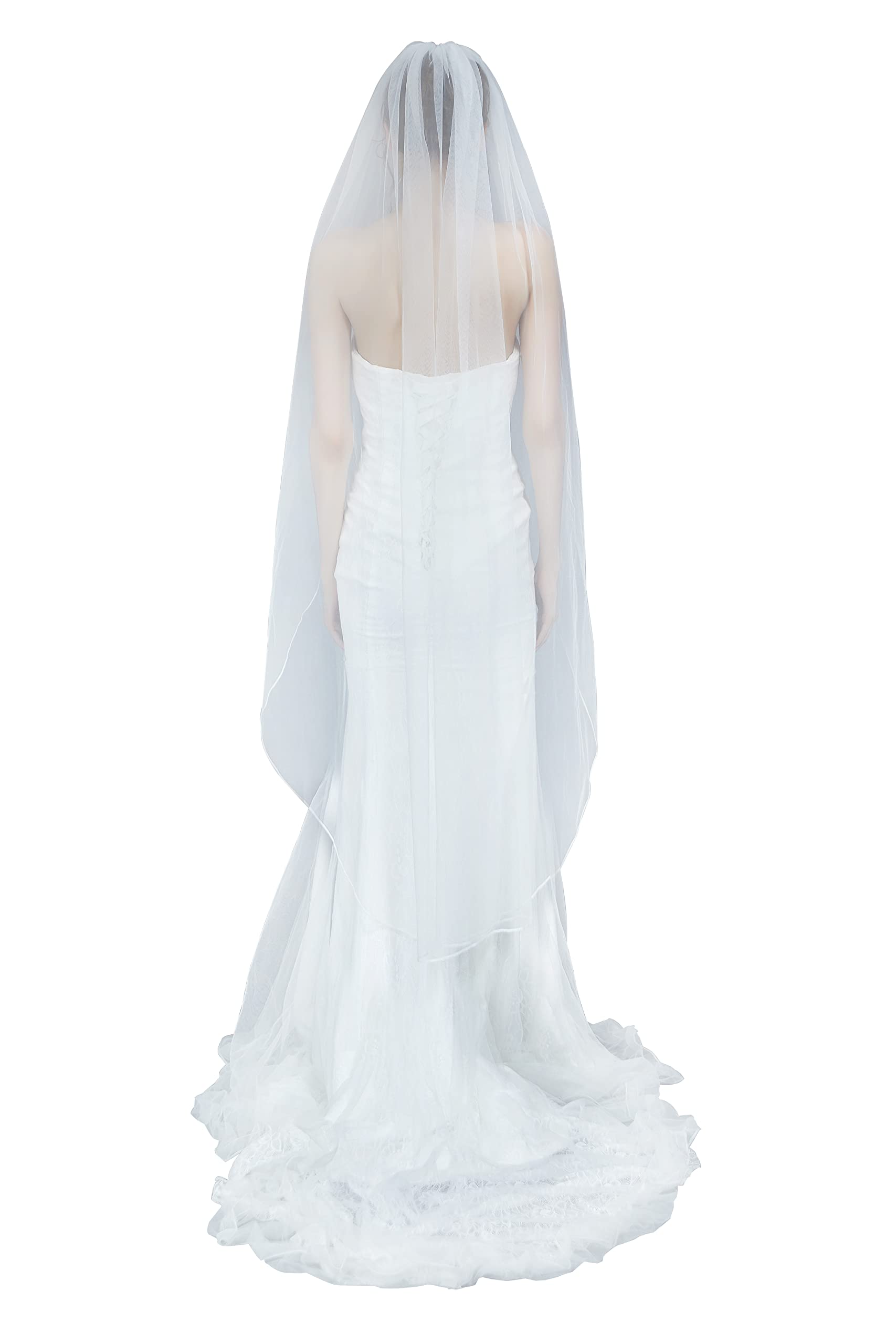 BEAUTELICATE Schleier Brautschleier Braut Hochzeit Softtüll Weiß Ivory Lang Kurz Ellbogenlang Mit Metall Kamm 1 Schicht V67