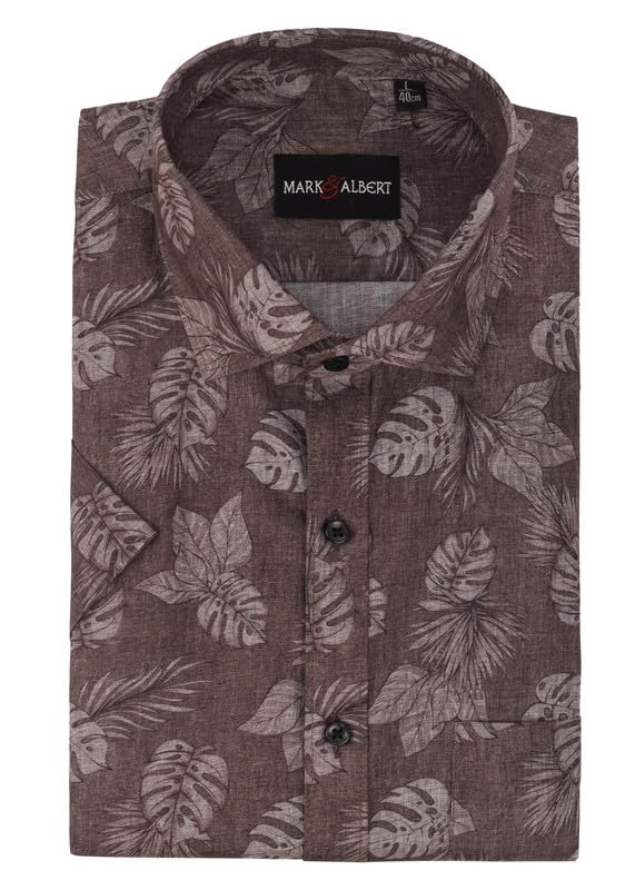 Image of MARK & ALBERT Men's 100% Cotton Half Sleeves Slim Fit Mens Shirt