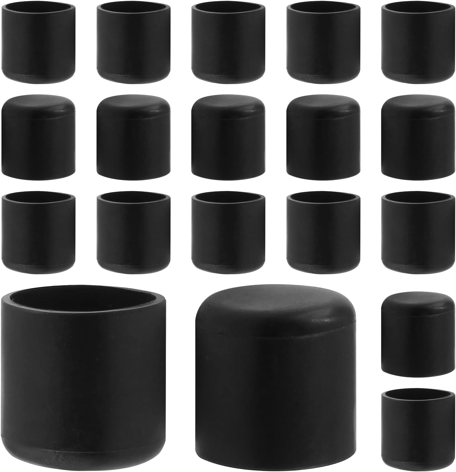 50 PCS 3/4 inch Round Chair Leg Tips Caps, CBTONE AntiSlip Black