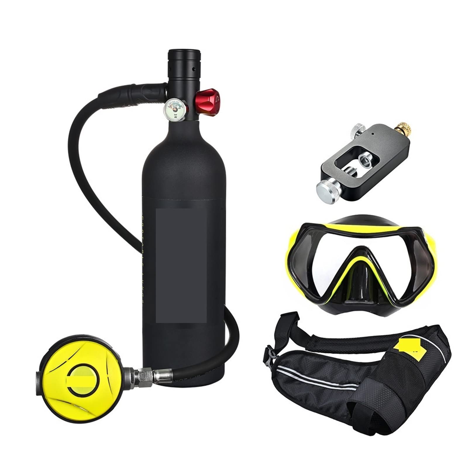 Portable Dive Cylinder, Diving Oxygen Cylinder 1L Capacity Portable Respirator(Nero)