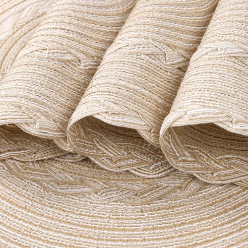 SHACOS Set of 6 Round Placemats, 38 cm Washable Cotton Placemat and 6 Pcs Coasters 10 cm, Decorative Heat Resistant Placemat for Kitchen Dining Table - Image 5