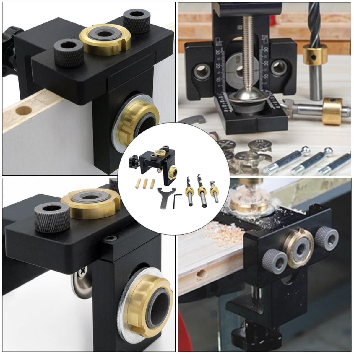 Hemobllo Kit per Lavorare Legno 3 in 1 Punzone e Localizzatore Foro in Lega di Alluminio e Legno per Uso Fai da Te e Arredamento Stili multipli