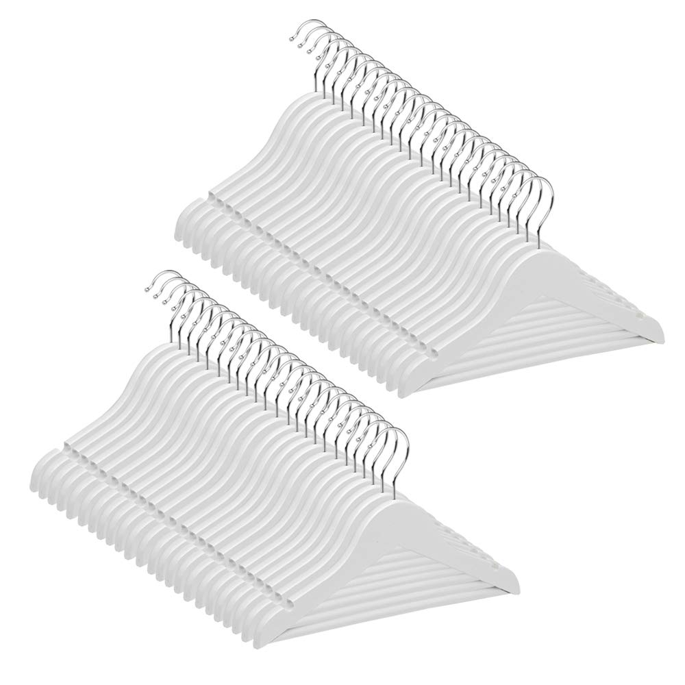 COM-FORT HOUSE | Percha Madera de Arce Cadete, Infantil | Color Blanco| con Muescas Antideslizantes | 30 x 1.2 x 22 cm | Pack 21 Unidades |