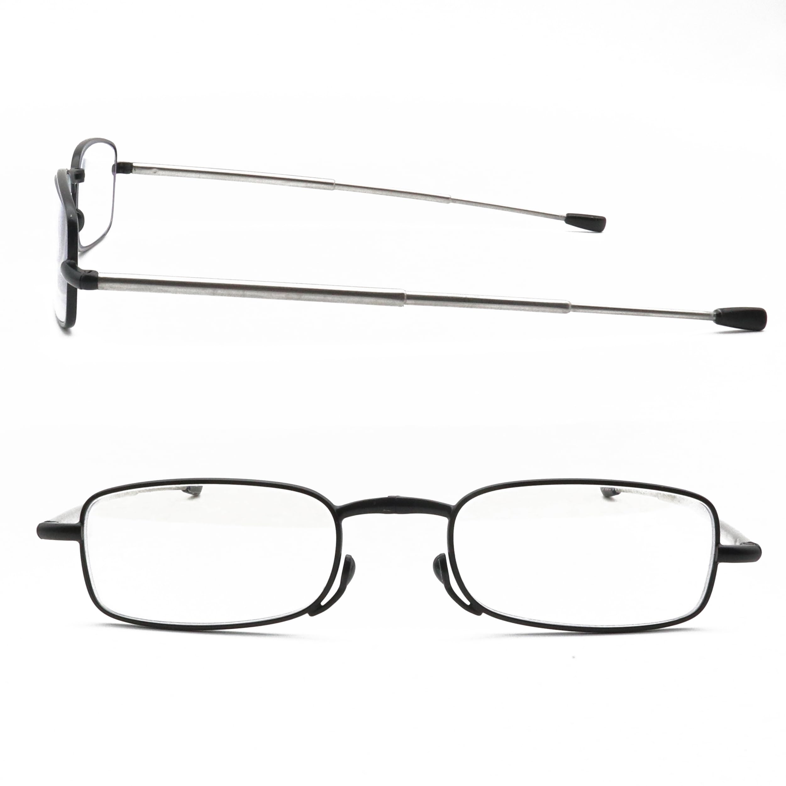 Lesebrille, faltbar, tragbar, faltbar, für Männer und Frauen, mit Etui, 2 Paar, Größe 1,50, Schwarz, Grau, 1.5