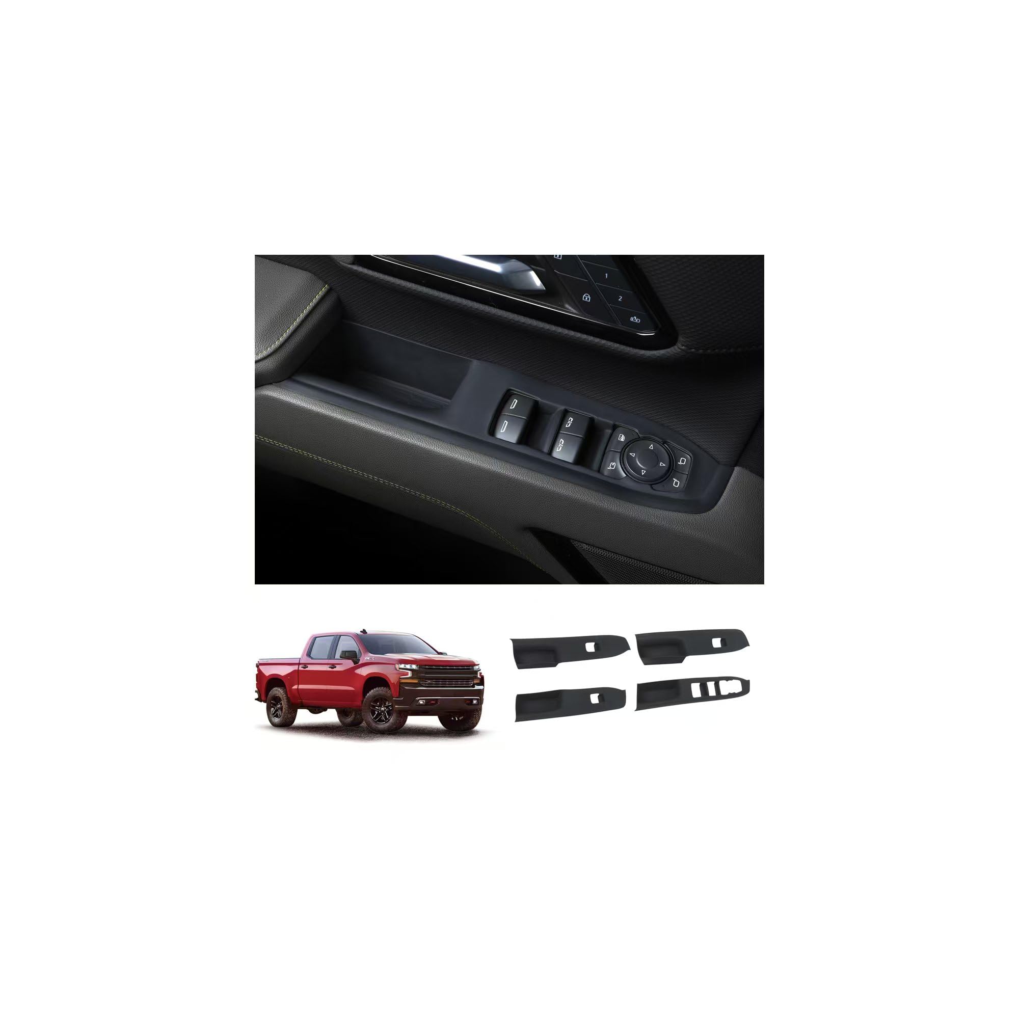 SUIYIO Compatible with 2019 2020 2021 2022 2023 2024 2025 2026 Chevrolet Silverado 1500 Window Switch Panel Protective Silicone Cover Interior