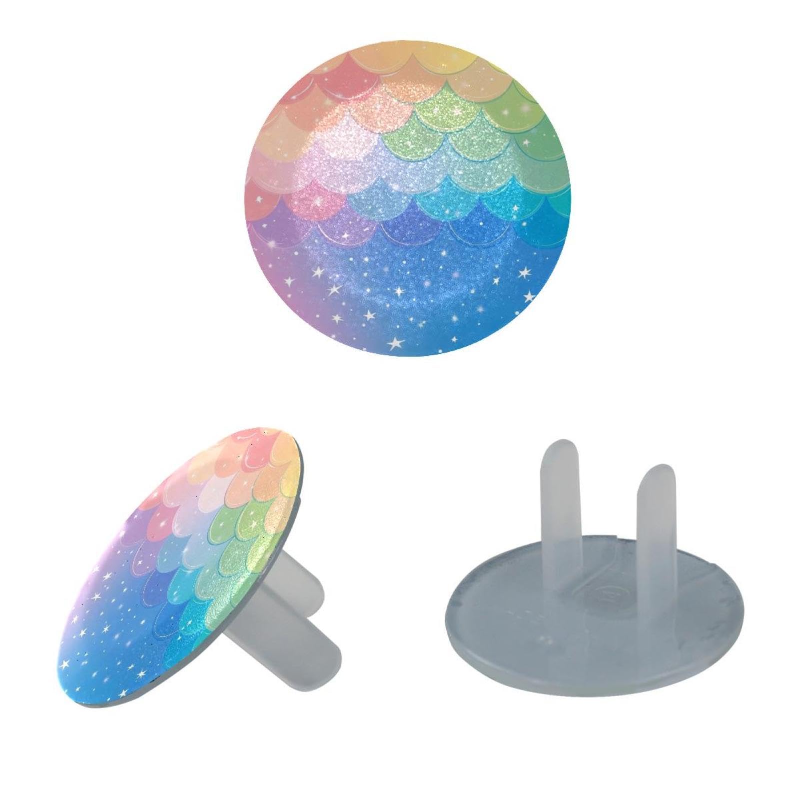24 Pcs Baby Child Proofing Outlet Covers, Mermaid Scale Safety Socket Caps for Electrical Power Wall Plates