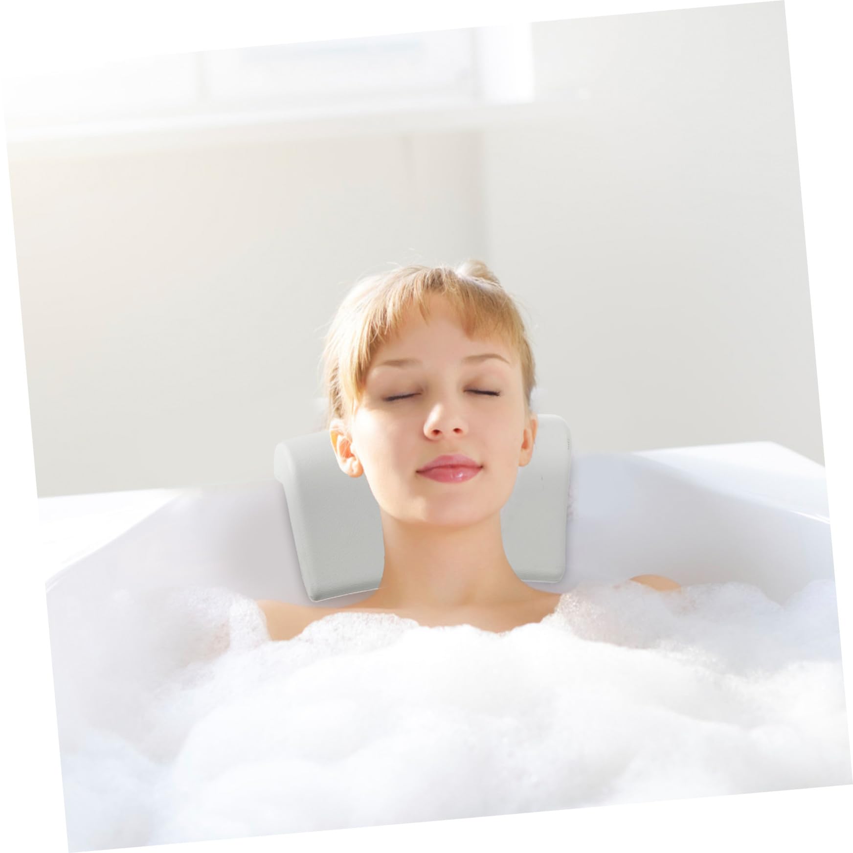 Oreiller de Bain Spa en PU Blanc Ventouses, Appui-tête Antidérapant pour Cou et Dos, Bath Pillow Confortable pour Adulte