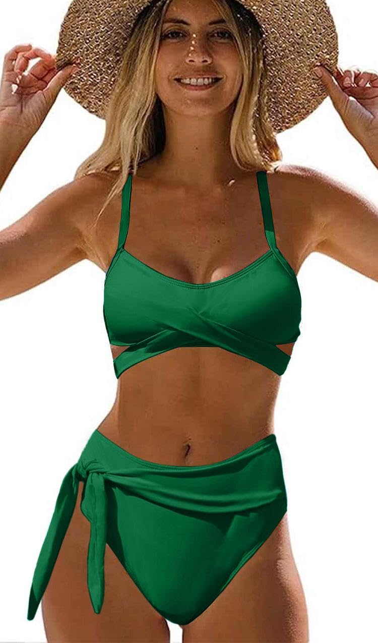 Joligiao Conjuntos De Bikini para Mujer Playa Ropa de Baño Traje de Baño Sexy Bañador de Baño 2 Piezas Verano Cintura Alta con Relleno de Playa Conjuntos de Bikinis
