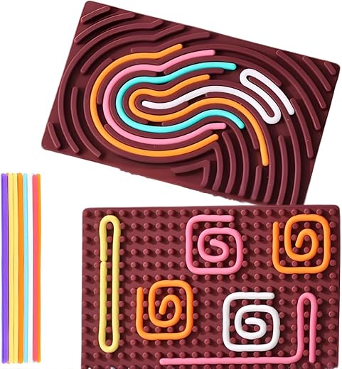 Silicone Fine Motor Skills Toy Set – Colorful Tracing &amp; Threading Board for Kids – Montessori Educational Sensory Toy